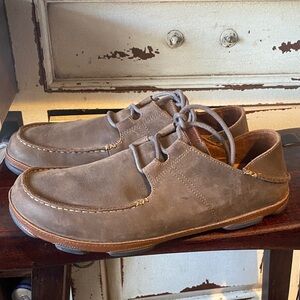 Olukai Men's Ohana Lace Up Low Top Nubuck Leather Oxford Shoes Brown